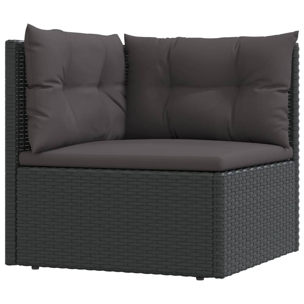 Helloshop26 - Salon de jardin meuble d'extérieur ensemble de mobilier 6 pièces avec coussins noir résine tressée - Image 3