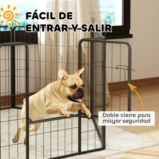 Parc pour chien à 6 panneaux, 80 cm de haut, avec porte, pour une utilisation intérieure et extérieure, noir - Image 9