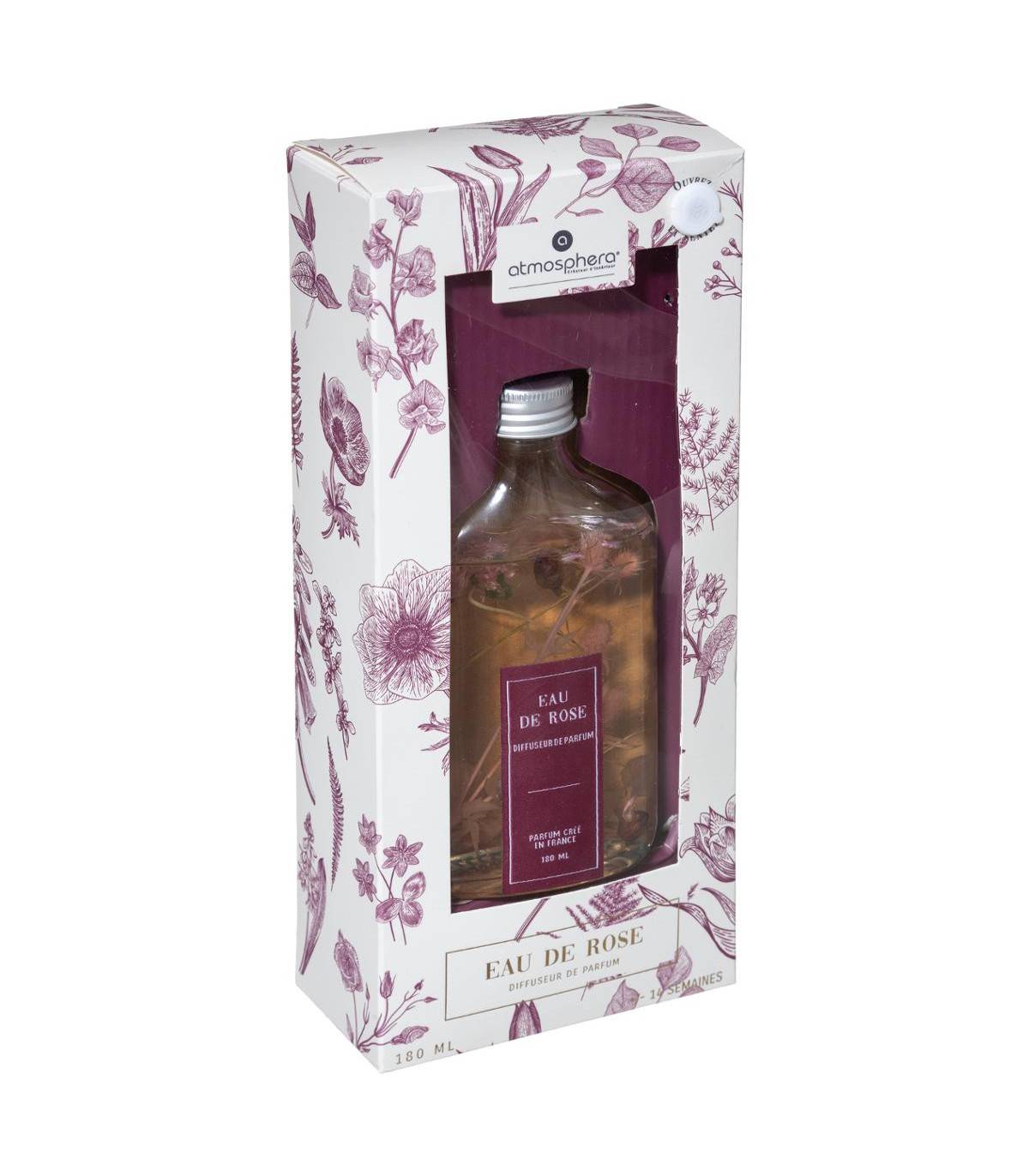 Diffuseur de parfum  Eau de rose 180 ml avec 6 bâtonnets - Image 2