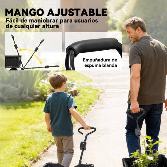 Chariot de transport acier jardin sac imperméable roues 25cm 300kg noir - ComfortXL Outdoor Living - Image 8