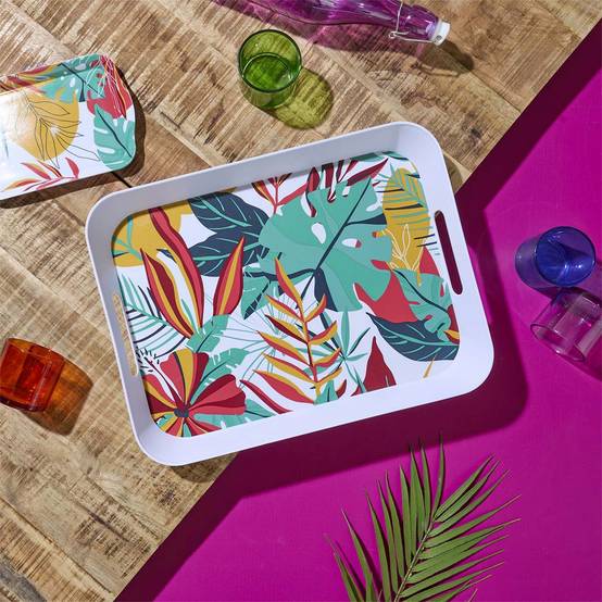 The Home Deco Factory - Plateau de Service "Paradis Exotique" 41cm Multicolore - Image 4
