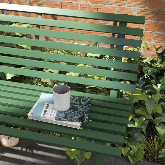 Banc de jardin extérieur 2 Places Assise Dossier à Lattes, en aluminium, dim. 123L x 67l x 79H cm, vert - Image 9