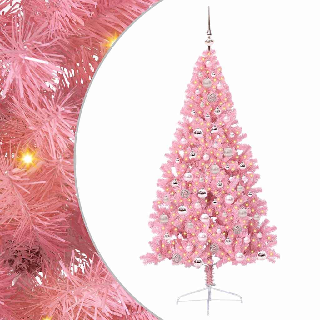 Vidaxl - Sapin de Noël artificiel pré-éclairé Rose 180 cm PVC vidaXL 3397078 - Image 2