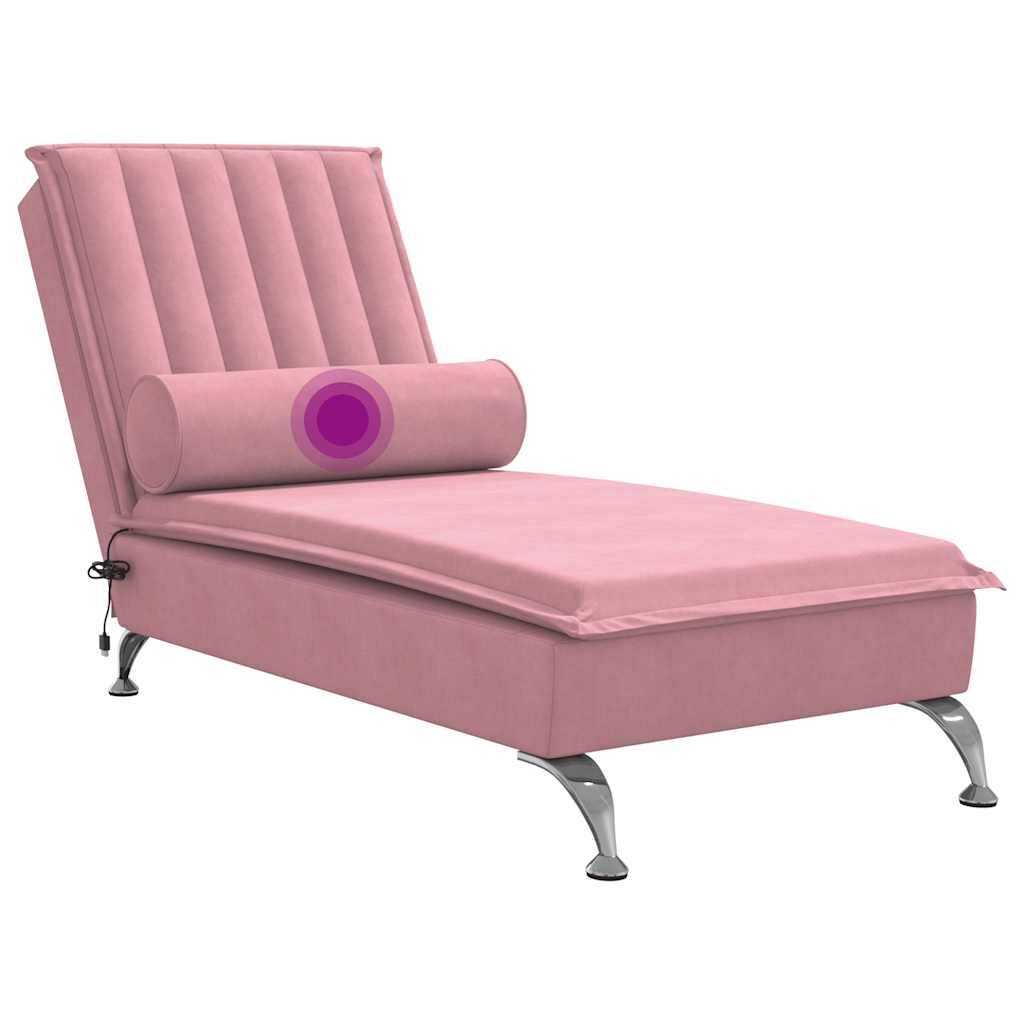 Maison Chic - Bain de soleil - Transat - Chaise longue de massage avec traversin rose velours - MEUBLE PRO ny678 - Image 7