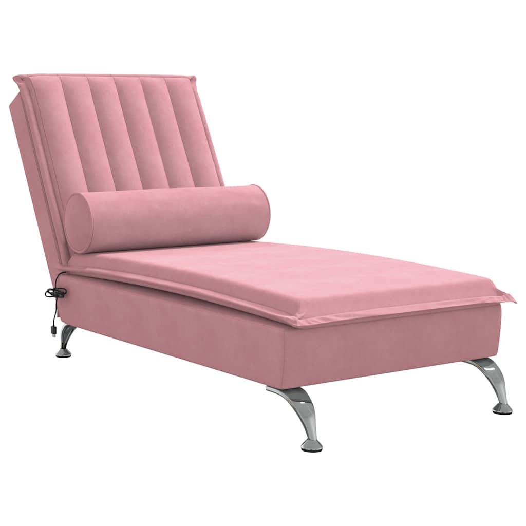 Maison Chic - Bain de soleil - Transat - Chaise longue de massage avec traversin rose velours - MEUBLE PRO ny678 - Image 1