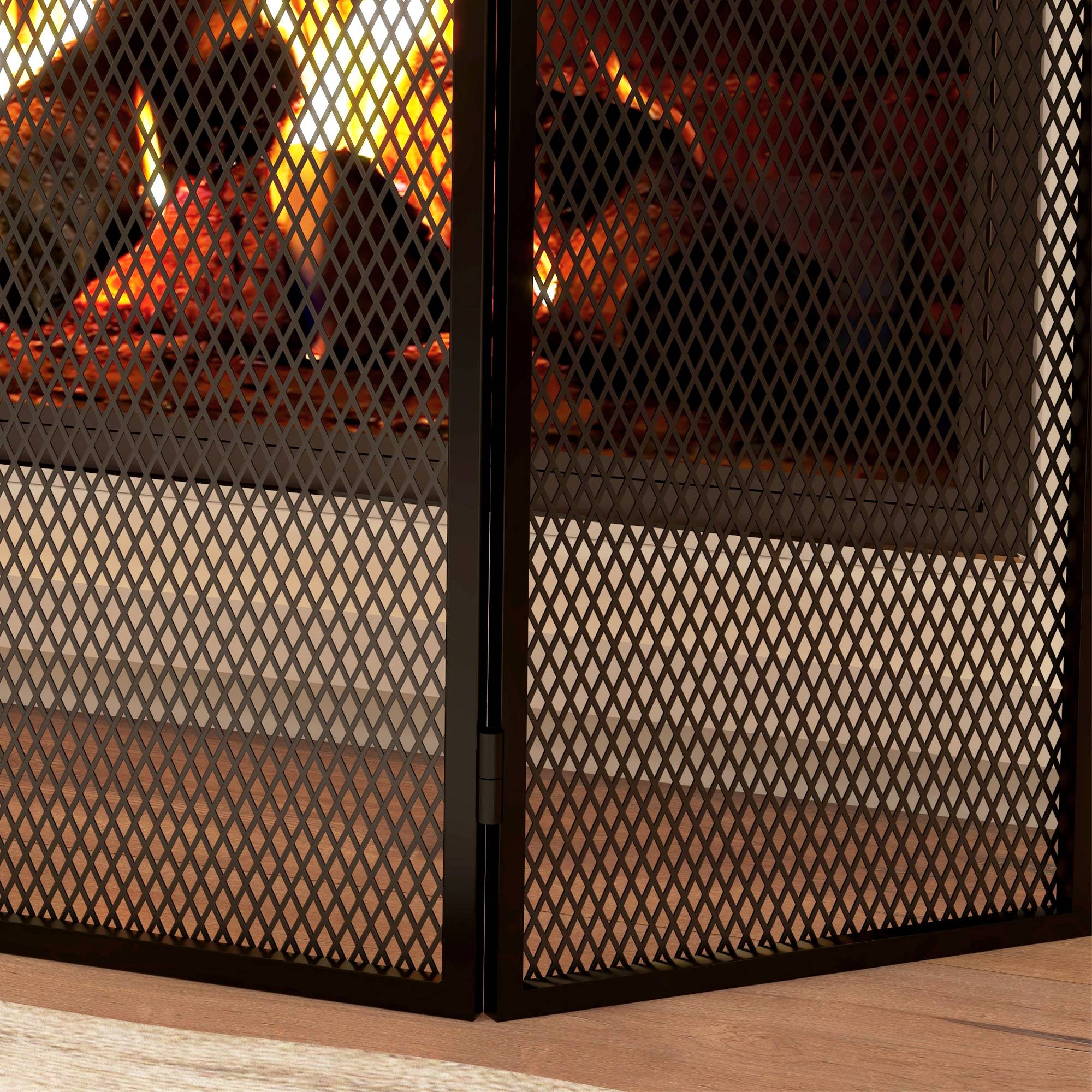 Pare-feu de cheminée pliable 3 panneaux en métal pour protection anti-étincelles – ComfortXL Outdoor Living - Image 8