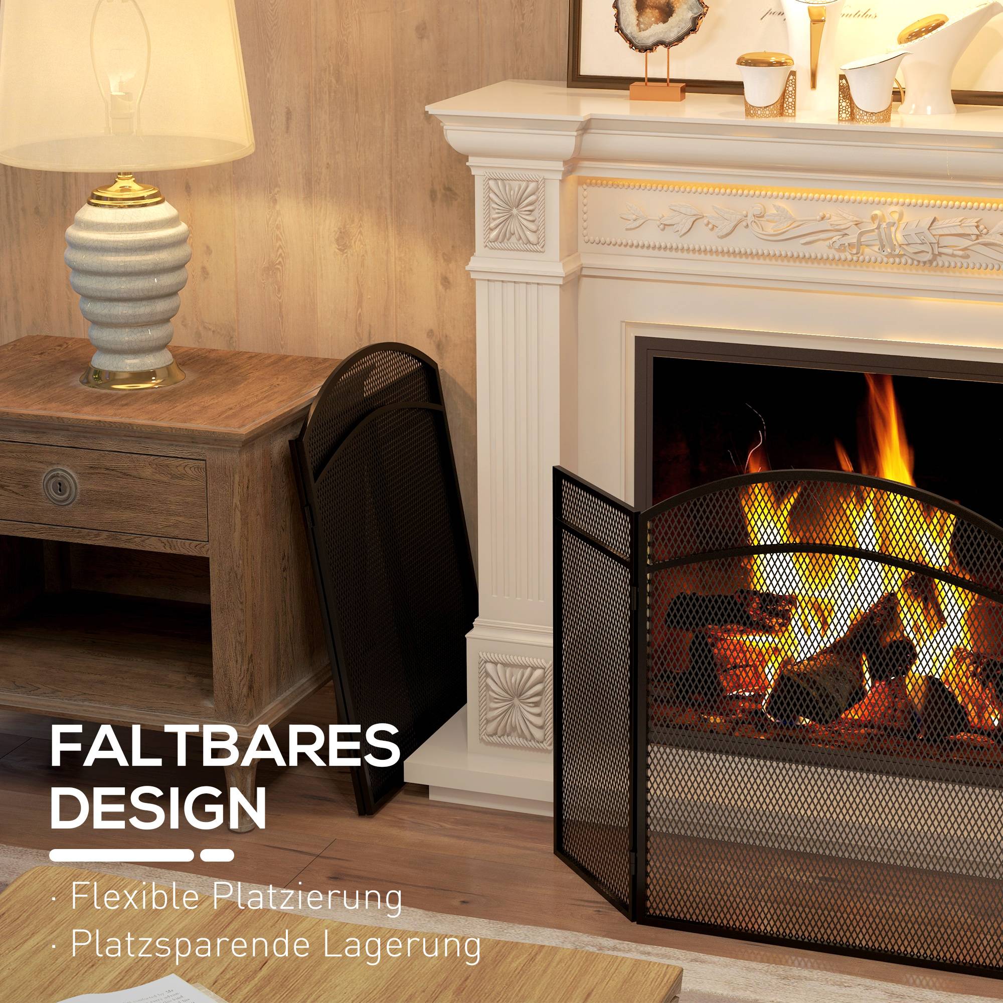 Pare-feu de cheminée pliable 3 panneaux en métal pour protection anti-étincelles – ComfortXL Outdoor Living - Image 5