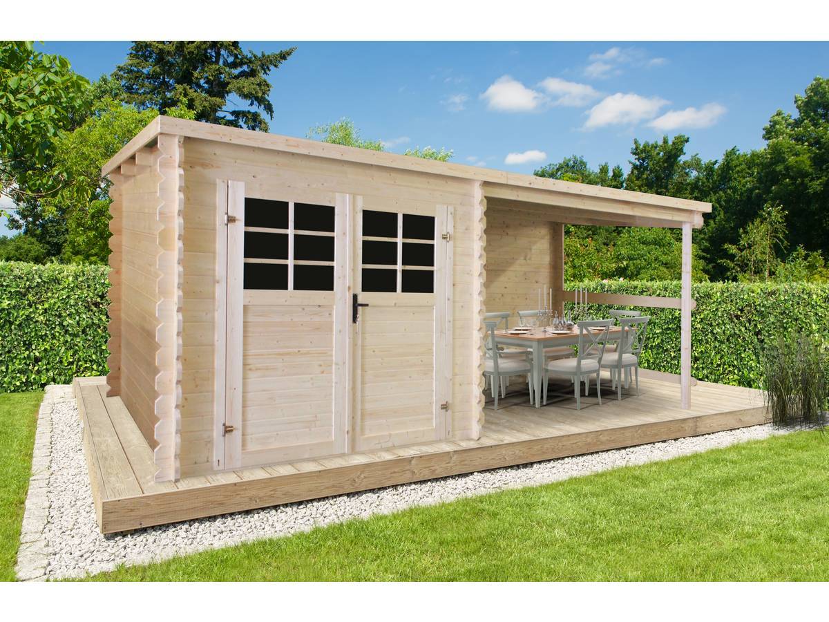 Abri Jardin Bois -12.25 M² - 5.15 X 2.38 X 2.06 M - 28mm -solid - Image 2