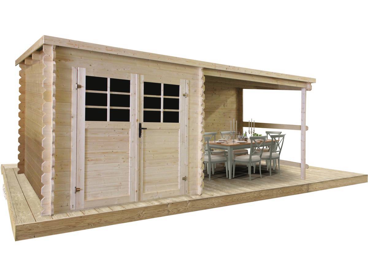 Abri Jardin Bois -12.25 M² - 5.15 X 2.38 X 2.06 M - 28mm -solid - Image 1