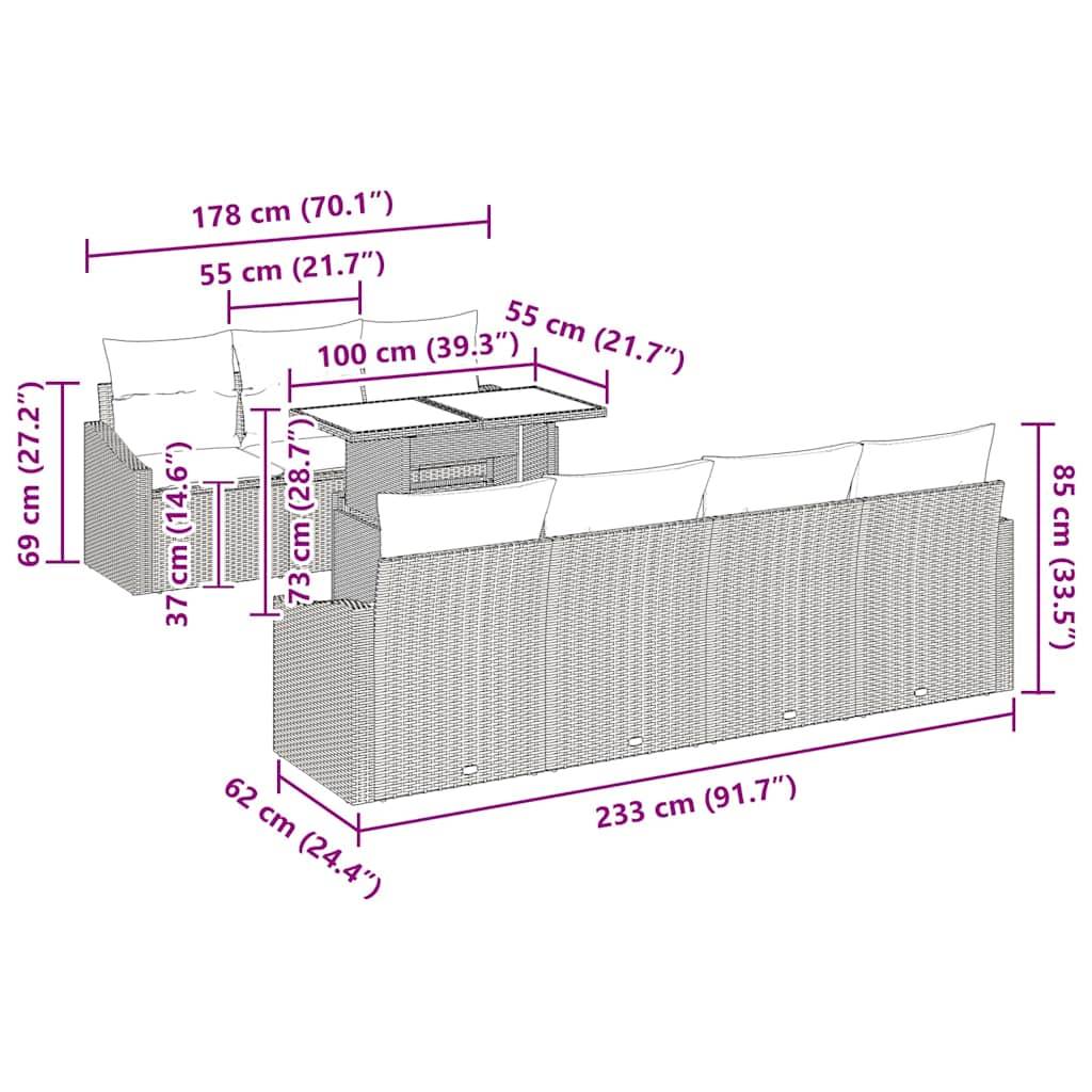 Salon de jardin modulable 8 pièces en poly rotin pour balcon et jardin Gris clair – ComfortXL Outdoor Living - Image 5