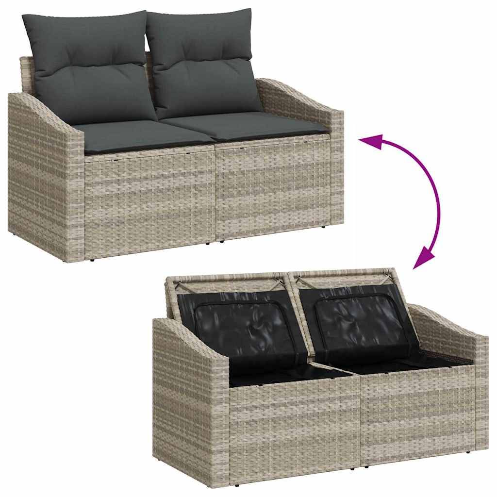 Salon de jardin modulable 8 pièces en poly rotin pour balcon et jardin Gris clair – ComfortXL Outdoor Living - Image 8