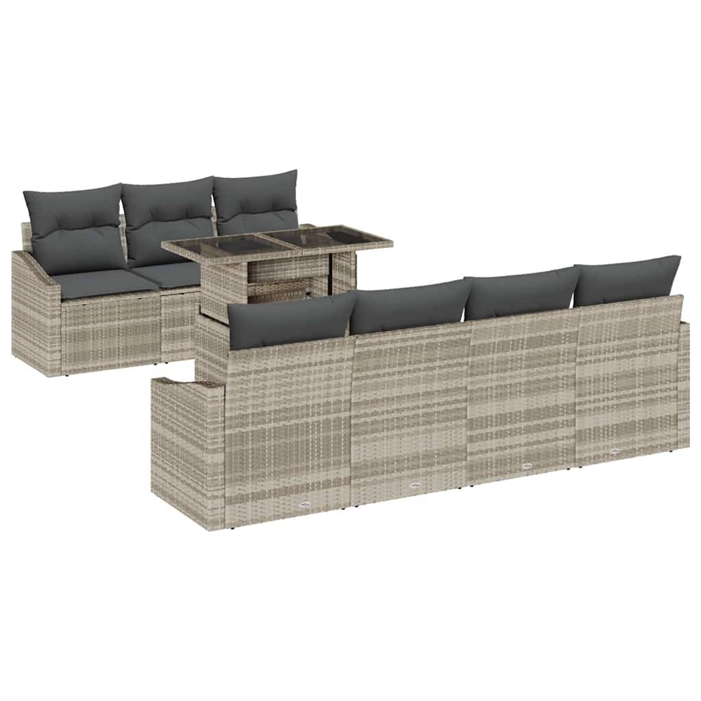 Salon de jardin modulable 8 pièces en poly rotin pour balcon et jardin Gris clair – ComfortXL Outdoor Living - Image 2