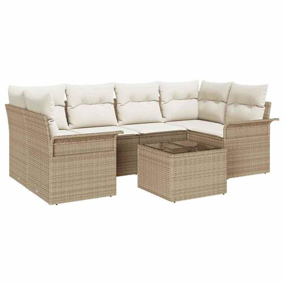ComfortXL - Salon de Jardin d'Angle 7 Pièces Polyrotin Modulable Design Moderne Beige – ComfortXL Outdoor Living - Image 2