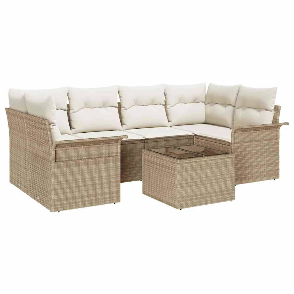 ComfortXL - Salon de Jardin d'Angle 7 Pièces Polyrotin Modulable Design Moderne Beige – ComfortXL Outdoor Living - Image 2