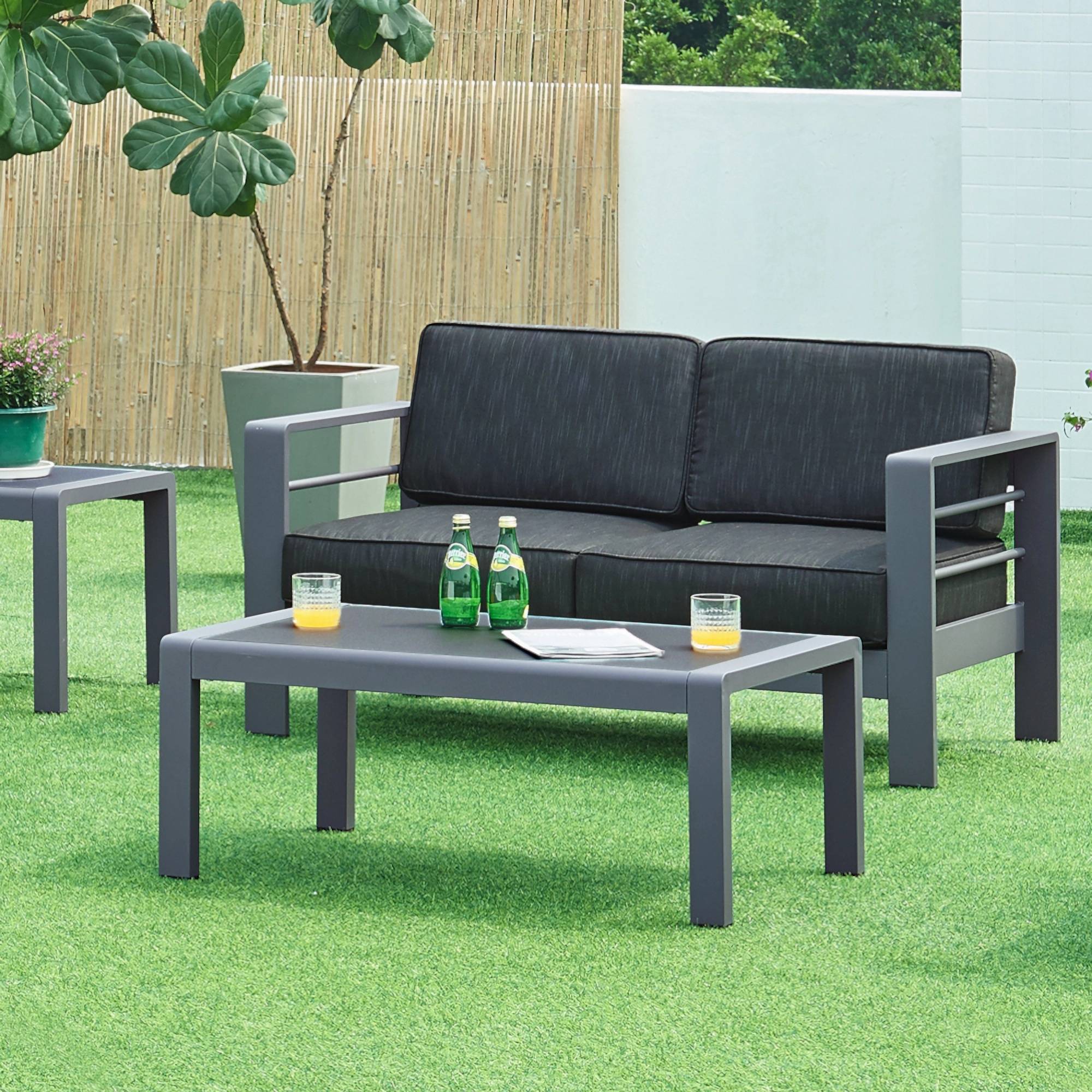 Casa.Pro - Salon de jardin 2 pièces Avise table basse avec canapél anthracite gris foncé casa.pro - Image 2