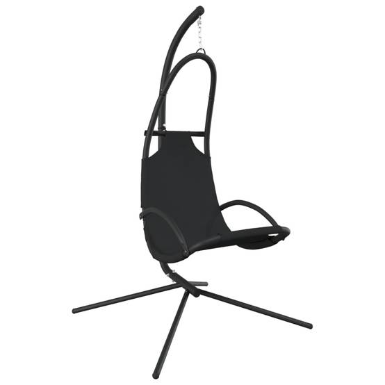 Chaise balançoire de jardin | Chaise d'extérieur et coussin noir tissu Oxford/acier - Image 6