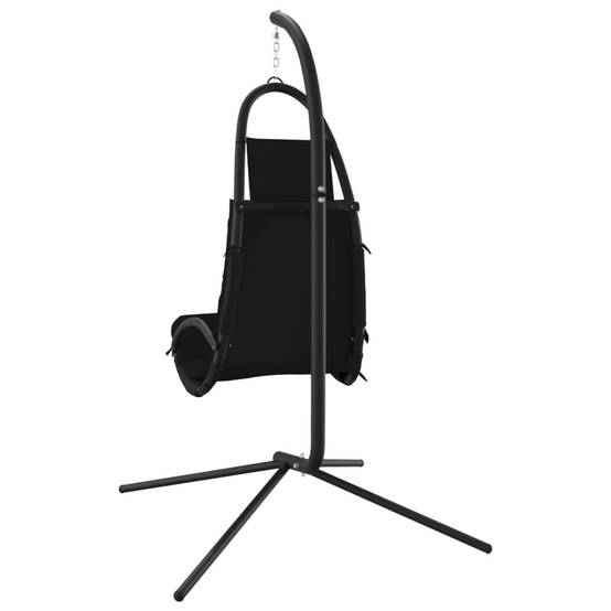 Chaise balançoire de jardin | Chaise d'extérieur et coussin noir tissu Oxford/acier - Image 5