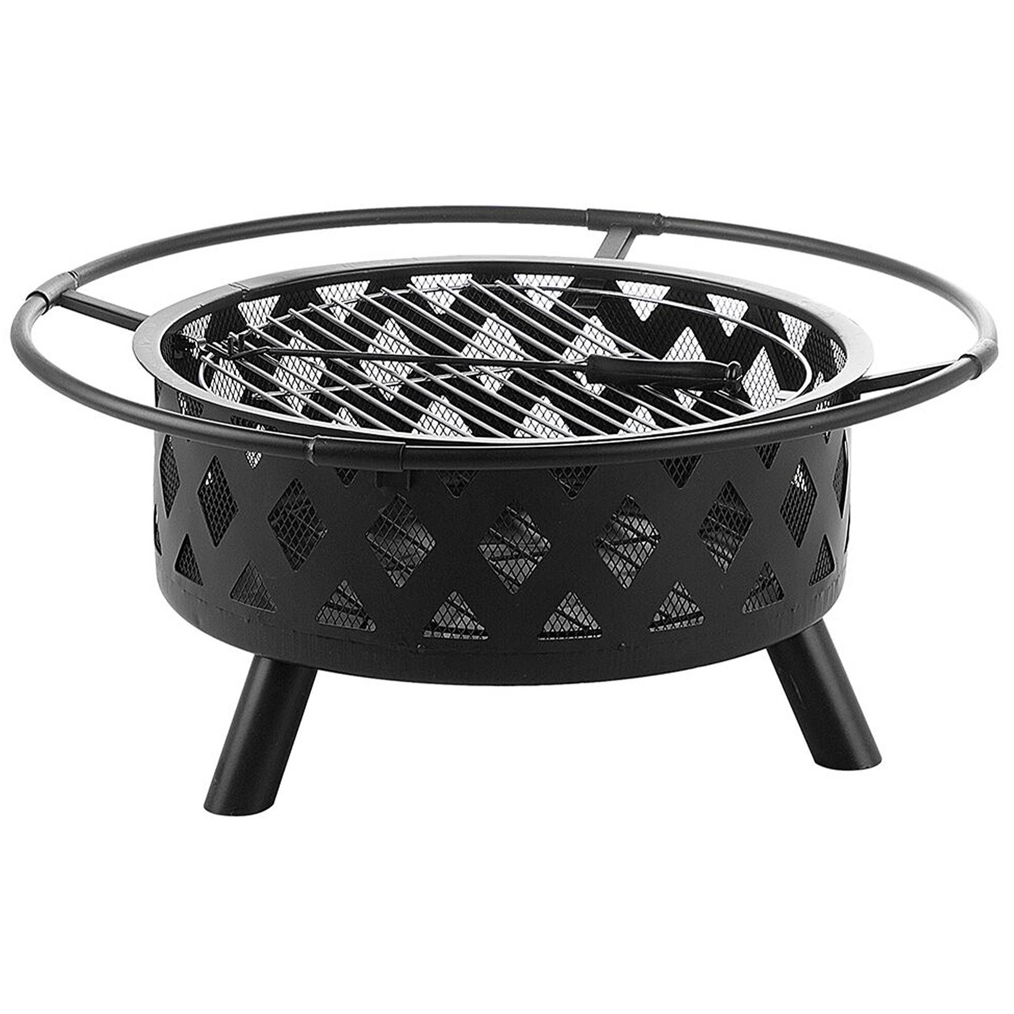 Beliani - Braséro de Jardin Rond en Acier Diamètre 58 cm avec Tisonnier, Porte Bûche et Couverture au Design Traditionnel et Boho Beliani - Image 4