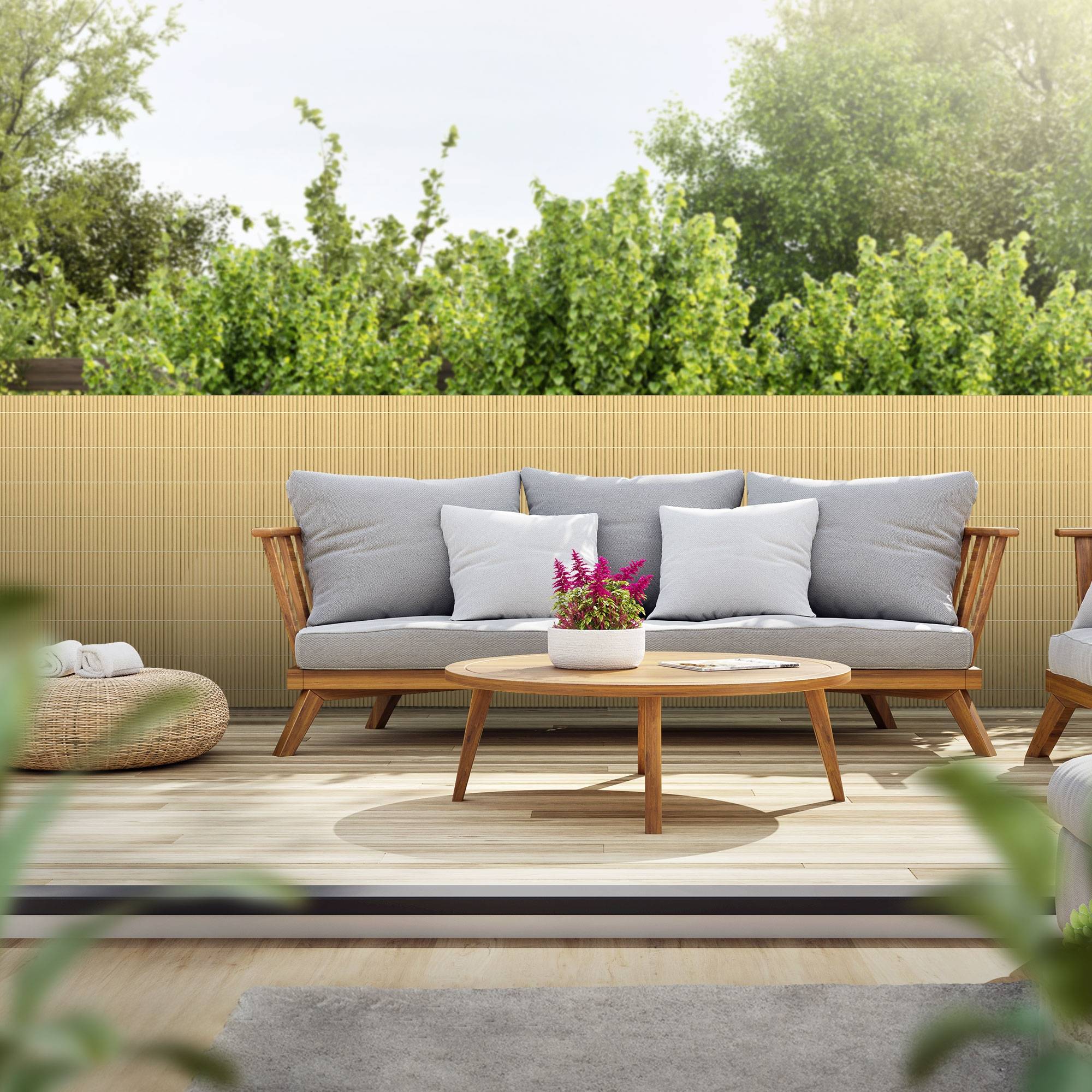 Canisse en PVC, 90x700 cm (1x3m + 1x4m), Bambou, Brise Vue Natte pour Jardin Balcon, Clôture de Protection Visuelle, Résistant aux UV - Image 10