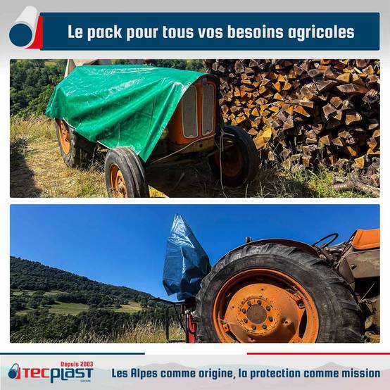 Pack 2 Bâches Agricoles - Tailles Intermédiaires - 5x8m (x1) HQ250AG + 6x10m (x1) SR150AG - Bâches imperméables - PD2AG TECPLAST - Image 2