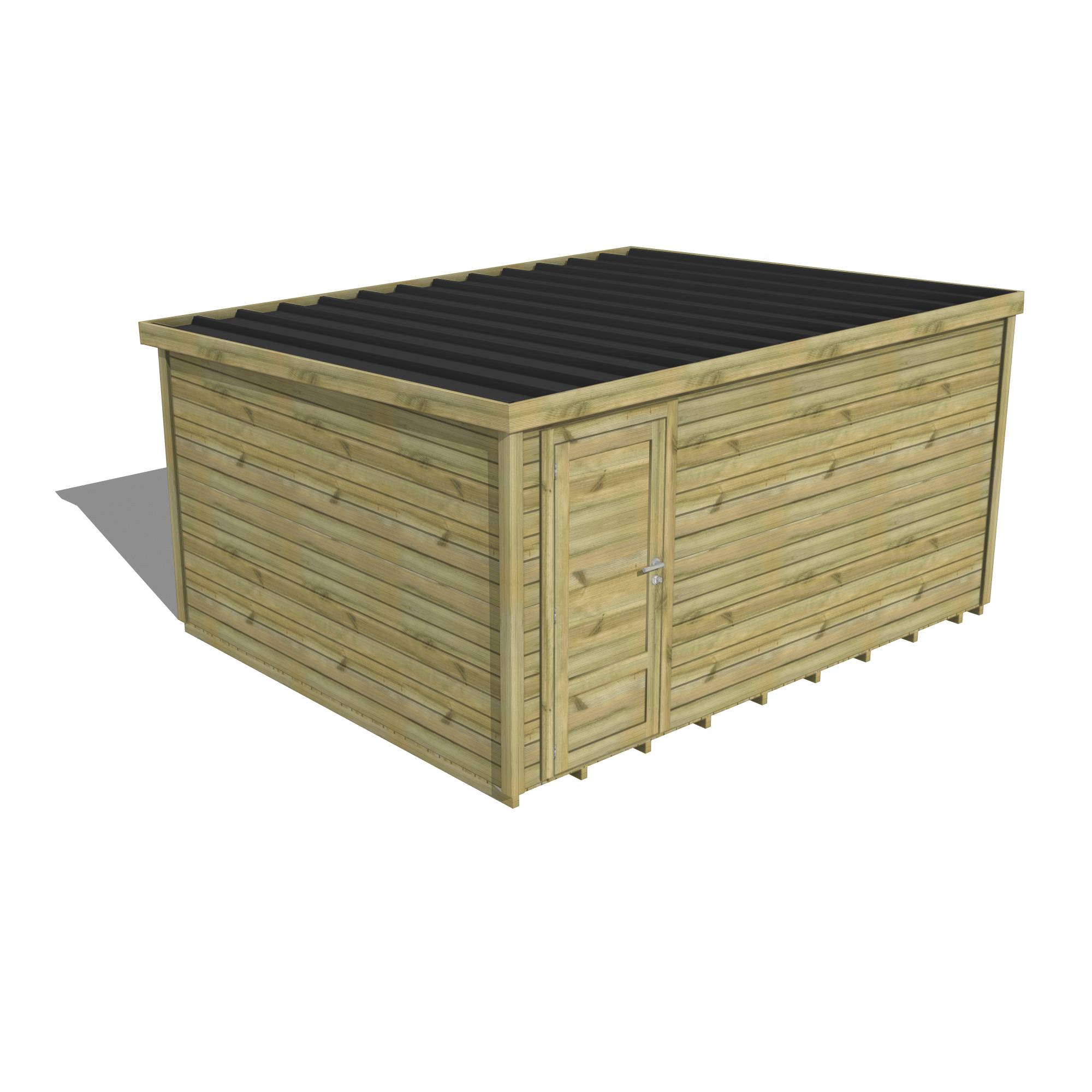Abri Français - ABRI DE JARDIN bois Pin traité autoclave 27mm - Essentiel - 4,34x3,44m / 15m2 - Bac acier - Plancher bois - Image 1