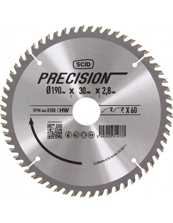 Lame Scie Circulaire 190mm 60 Dents Coupe Fine Et Nette Sur Bois - Scid