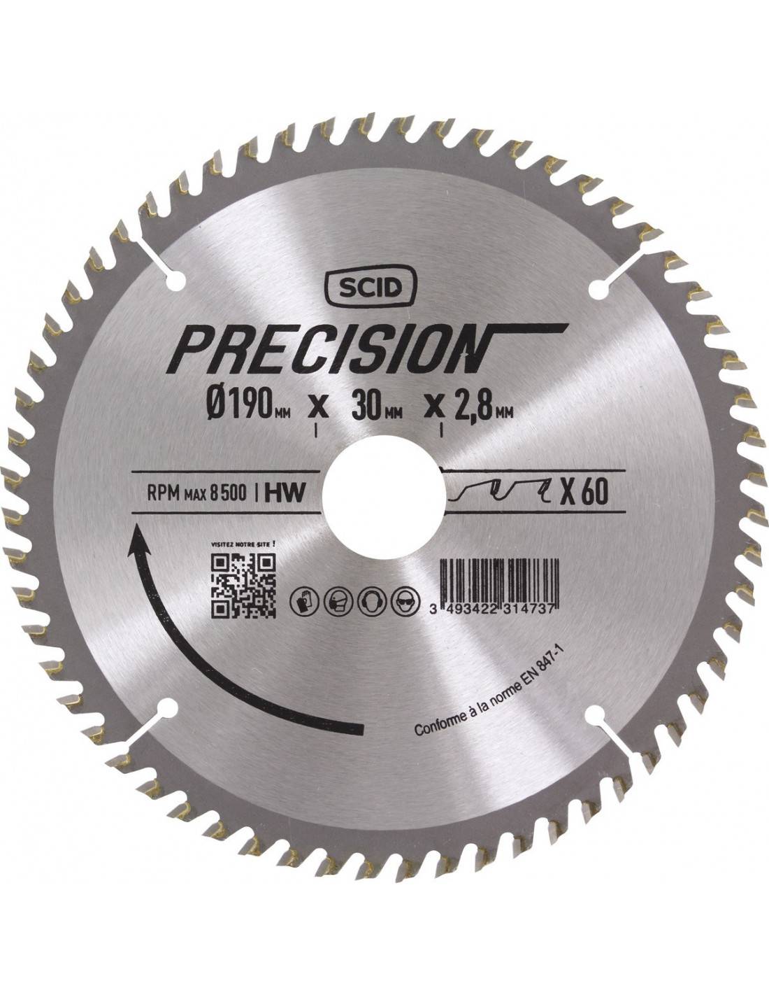 Lame Scie Circulaire 190mm 60 Dents Coupe Fine Et Nette Sur Bois - Scid