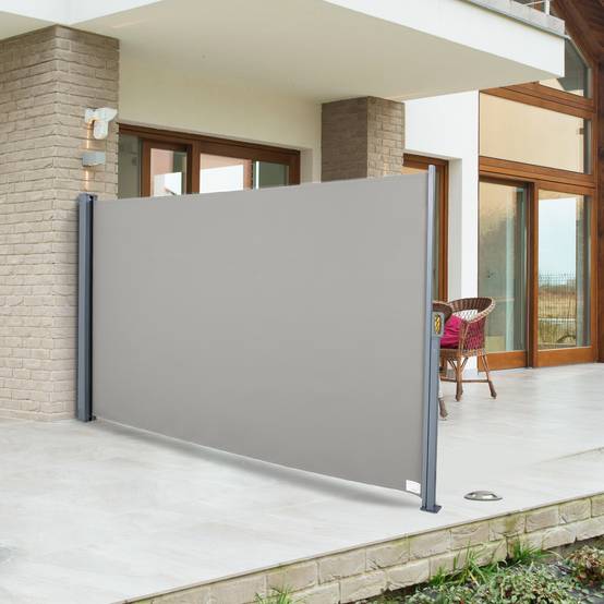 Store latéral enroulable aluminium polyester jardin terrasse brise-vue protection 3x1.6m gris - ComfortXL Outdoor Living - Image 4