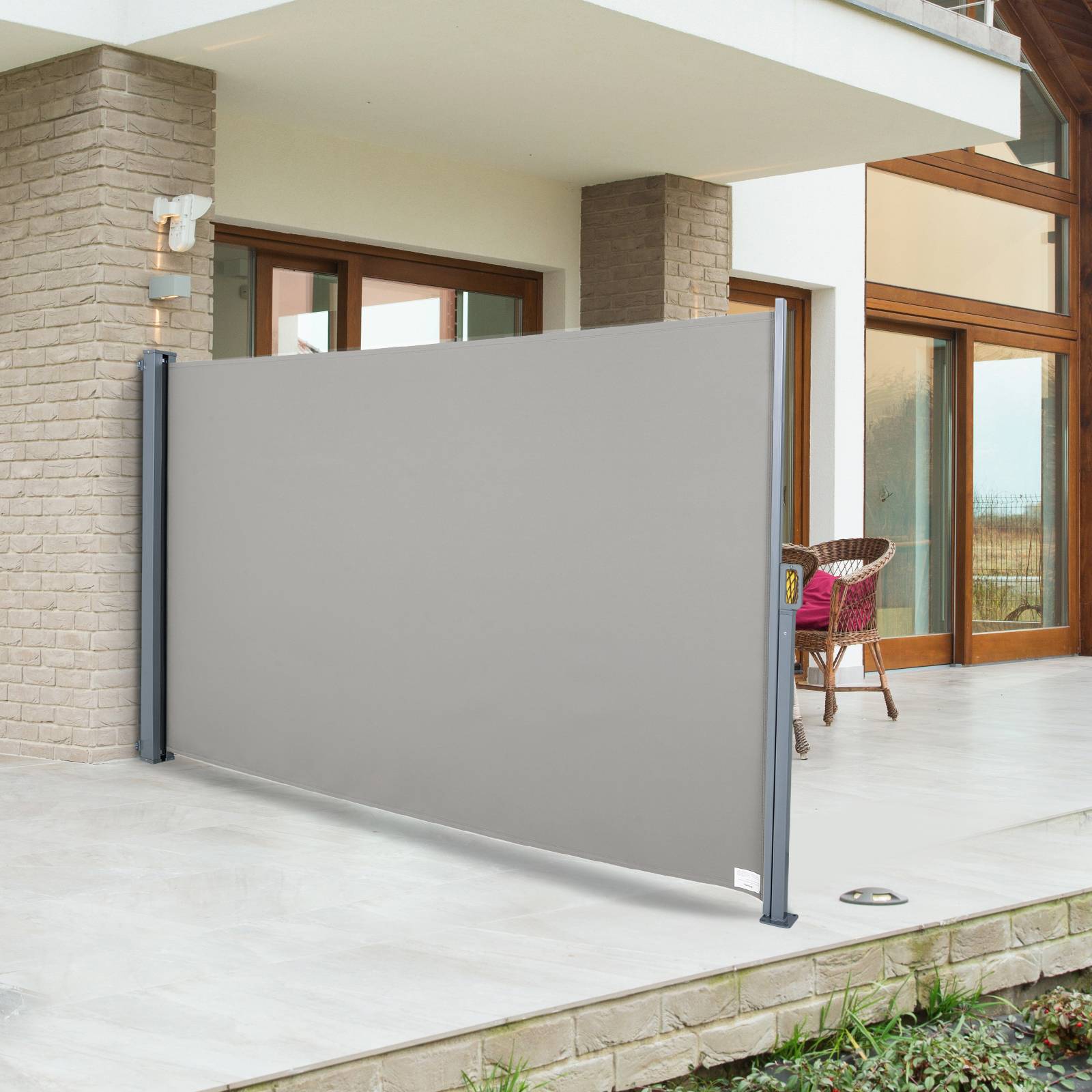 Store latéral enroulable aluminium polyester jardin terrasse brise-vue protection 3x1.6m gris - ComfortXL Outdoor Living - Image 4