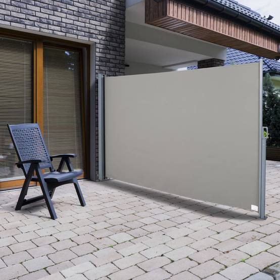 Store latéral enroulable aluminium polyester jardin terrasse brise-vue protection 3x1.6m gris - ComfortXL Outdoor Living - Image 3