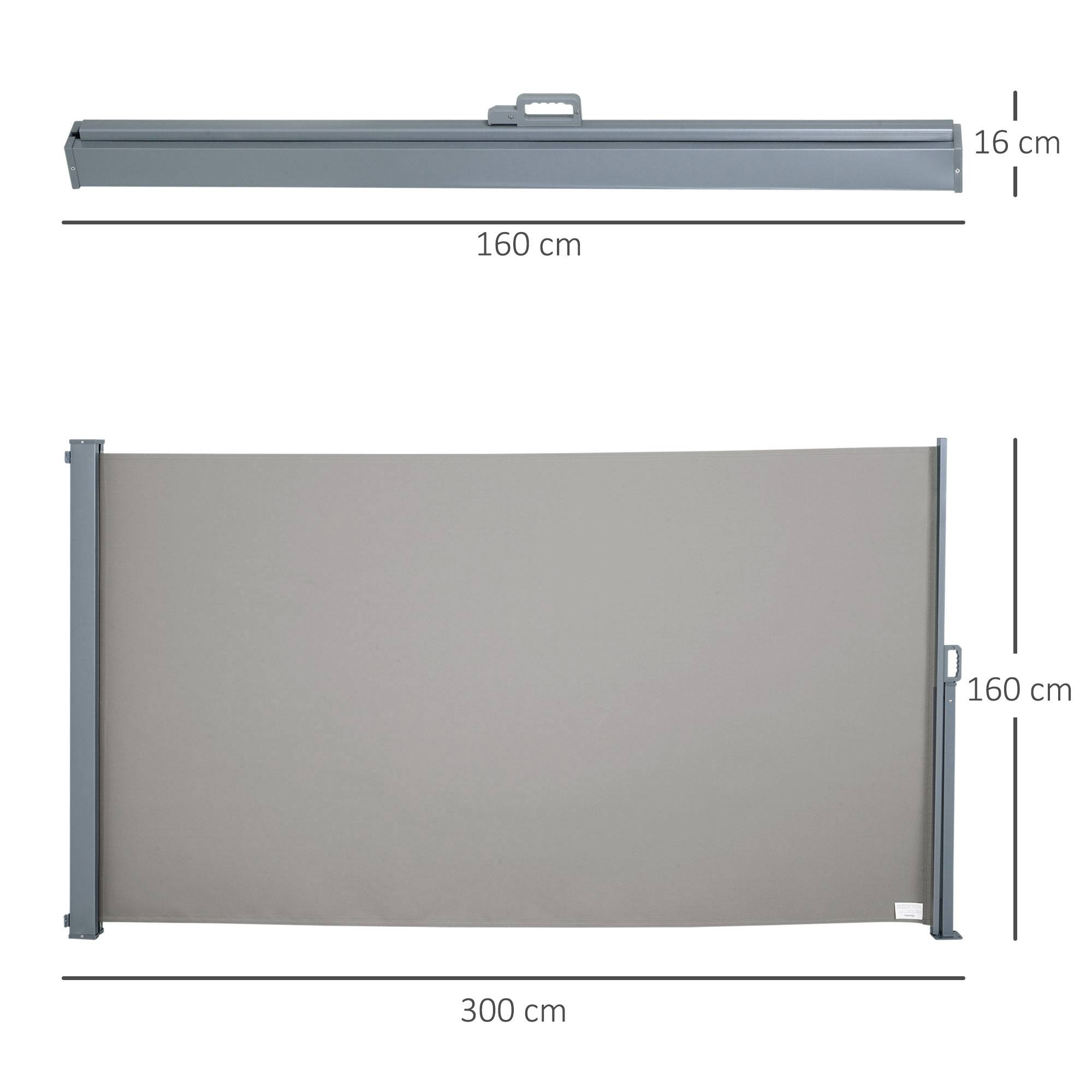 Store latéral enroulable aluminium polyester jardin terrasse brise-vue protection 3x1.6m gris - ComfortXL Outdoor Living - Image 5