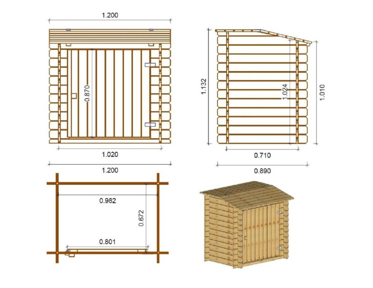 Altanka - Armoire de jardin en bois -1.2x0.89 m - H.1.13 m - imprégné - SZA7 - ALTANKA - Image 4