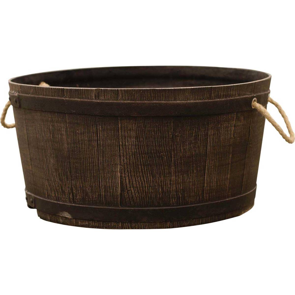 Roto - Jardinière ronde en polyéthylène imitation tonneau Mambo 58 x 30 cm - Image 1