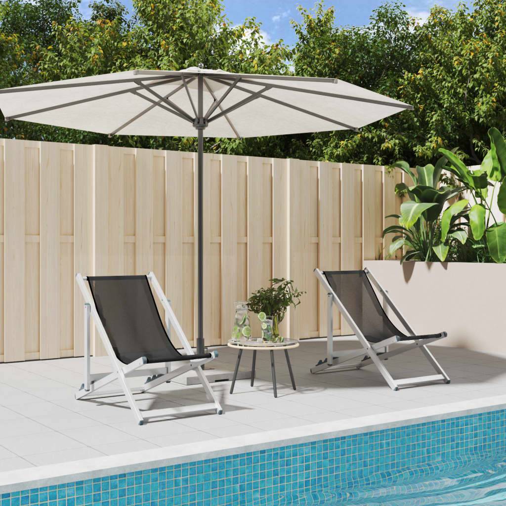 Maison Chic - lot de 2 Chaises de plage pliantes - Bain de soleil - Transat gris aluminium et textilène HL304 - Image 2
