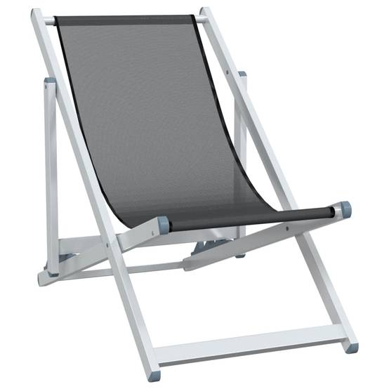 Maison Chic - lot de 2 Chaises de plage pliantes - Bain de soleil - Transat gris aluminium et textilène HL304 - Image 3