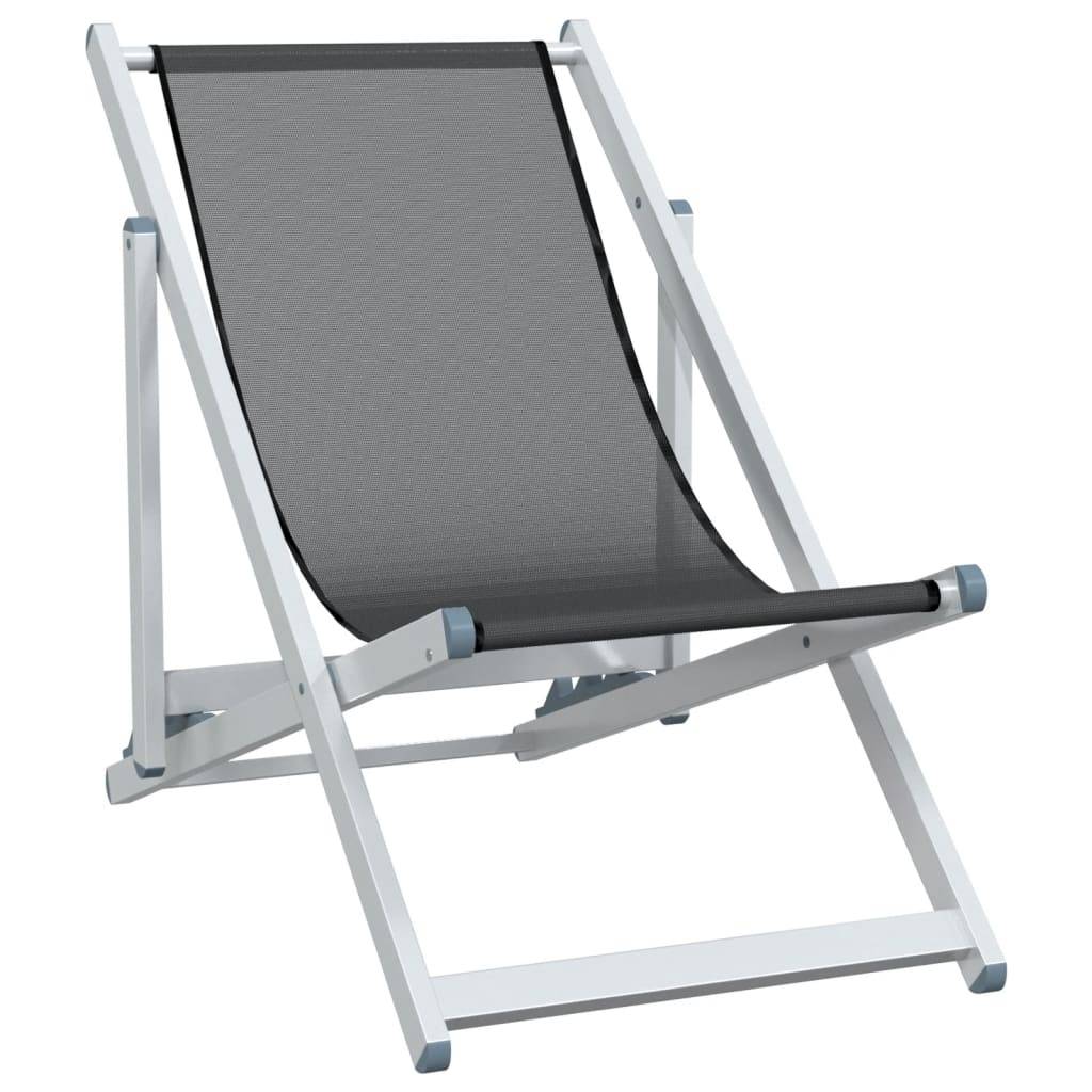 Maison Chic - lot de 2 Chaises de plage pliantes - Bain de soleil - Transat gris aluminium et textilène HL304 - Image 3