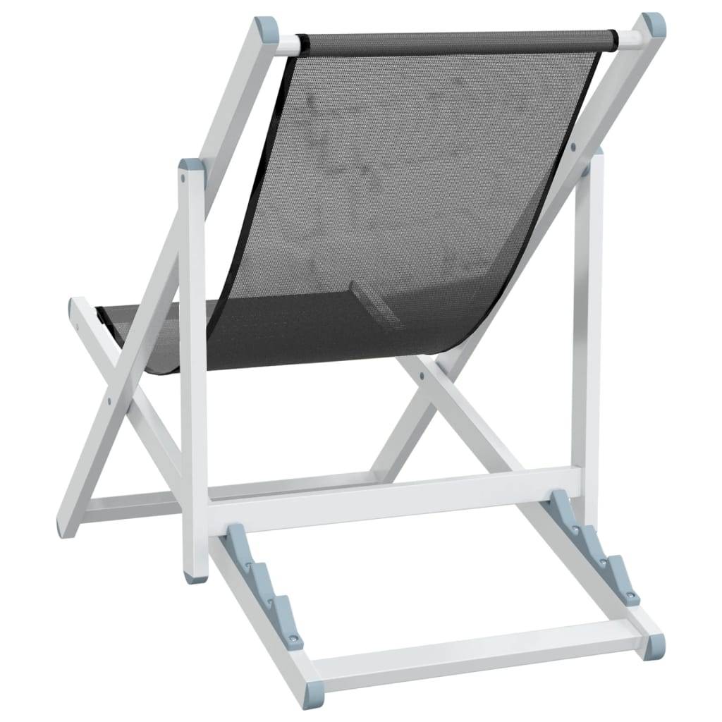Maison Chic - lot de 2 Chaises de plage pliantes - Bain de soleil - Transat gris aluminium et textilène HL304 - Image 6