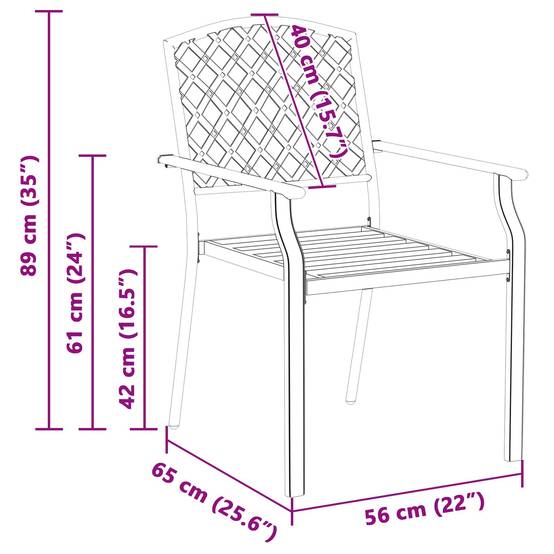 Chaise de jardin acier anthracite 56 x 65 x 89 cm lot de 2 - PANGIVO - Image 9