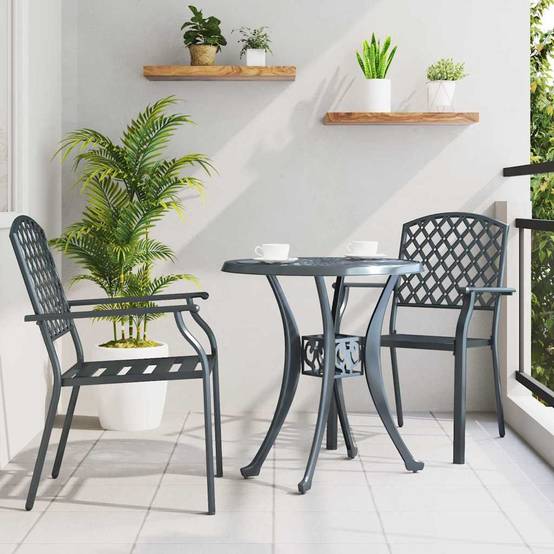 Chaise de jardin acier anthracite 56 x 65 x 89 cm lot de 2 - PANGIVO - Image 3