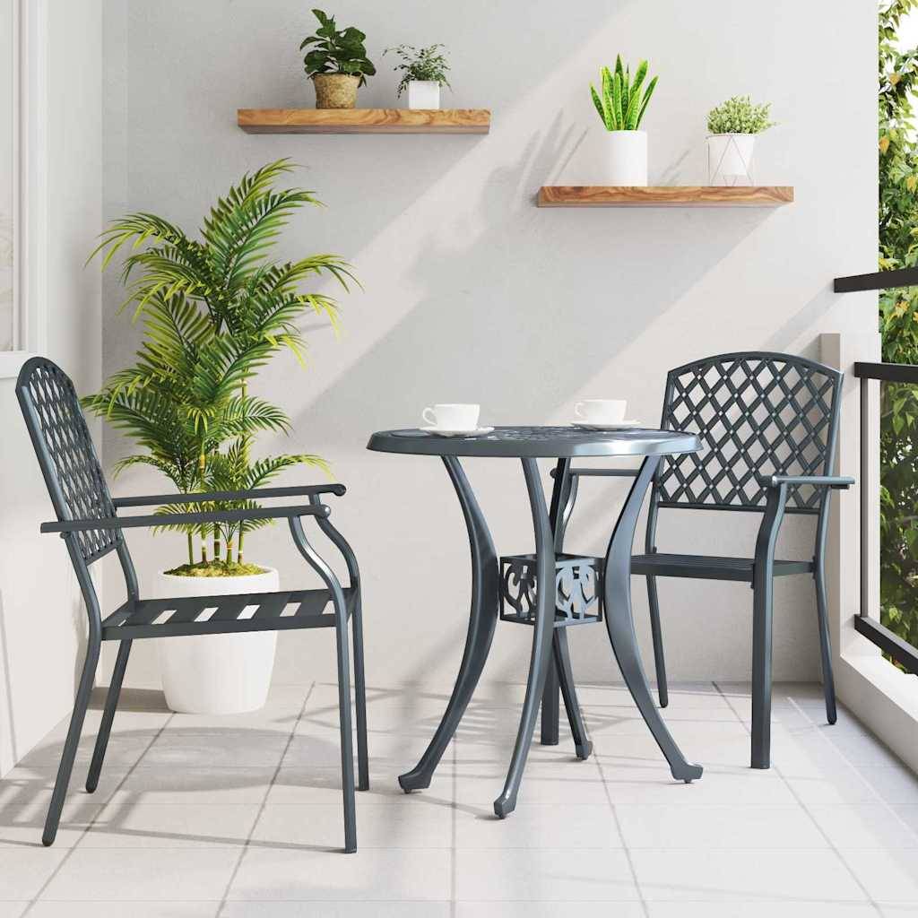 Chaise de jardin acier anthracite 56 x 65 x 89 cm lot de 2 - PANGIVO - Image 3