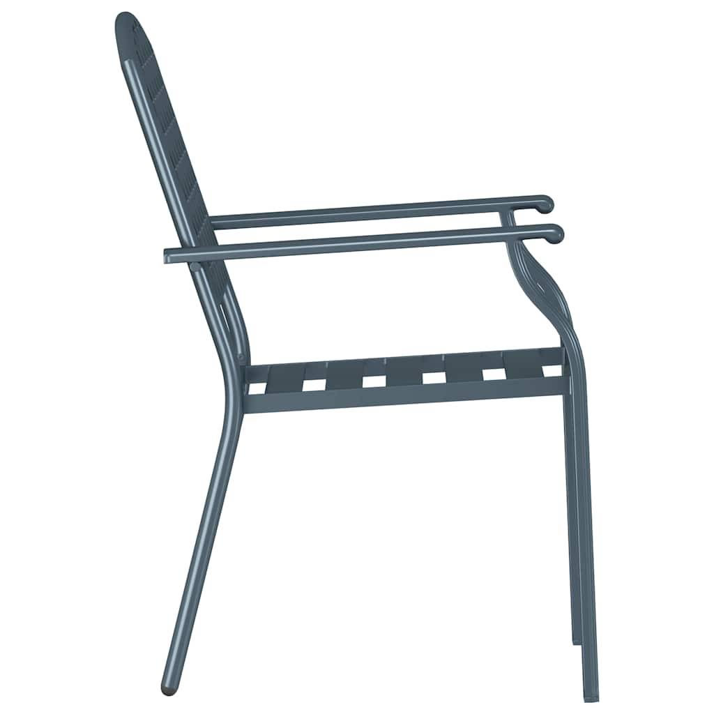 Chaise de jardin acier anthracite 56 x 65 x 89 cm lot de 2 - PANGIVO - Image 6