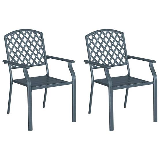 Chaise de jardin acier anthracite 56 x 65 x 89 cm lot de 2 - PANGIVO - Image 2
