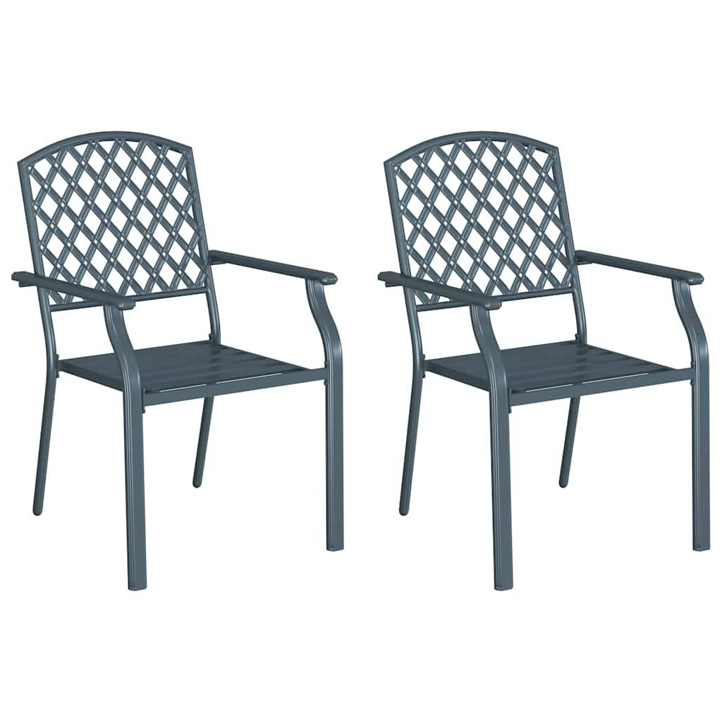 Chaise de jardin acier anthracite 56 x 65 x 89 cm lot de 2 - PANGIVO - Image 2
