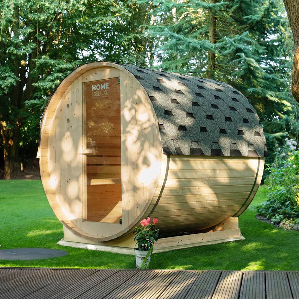 Sauna tonneau extérieur HOME DELUXE LAHTI M - 195 x 120 cm pour 2 personnes - Image 4
