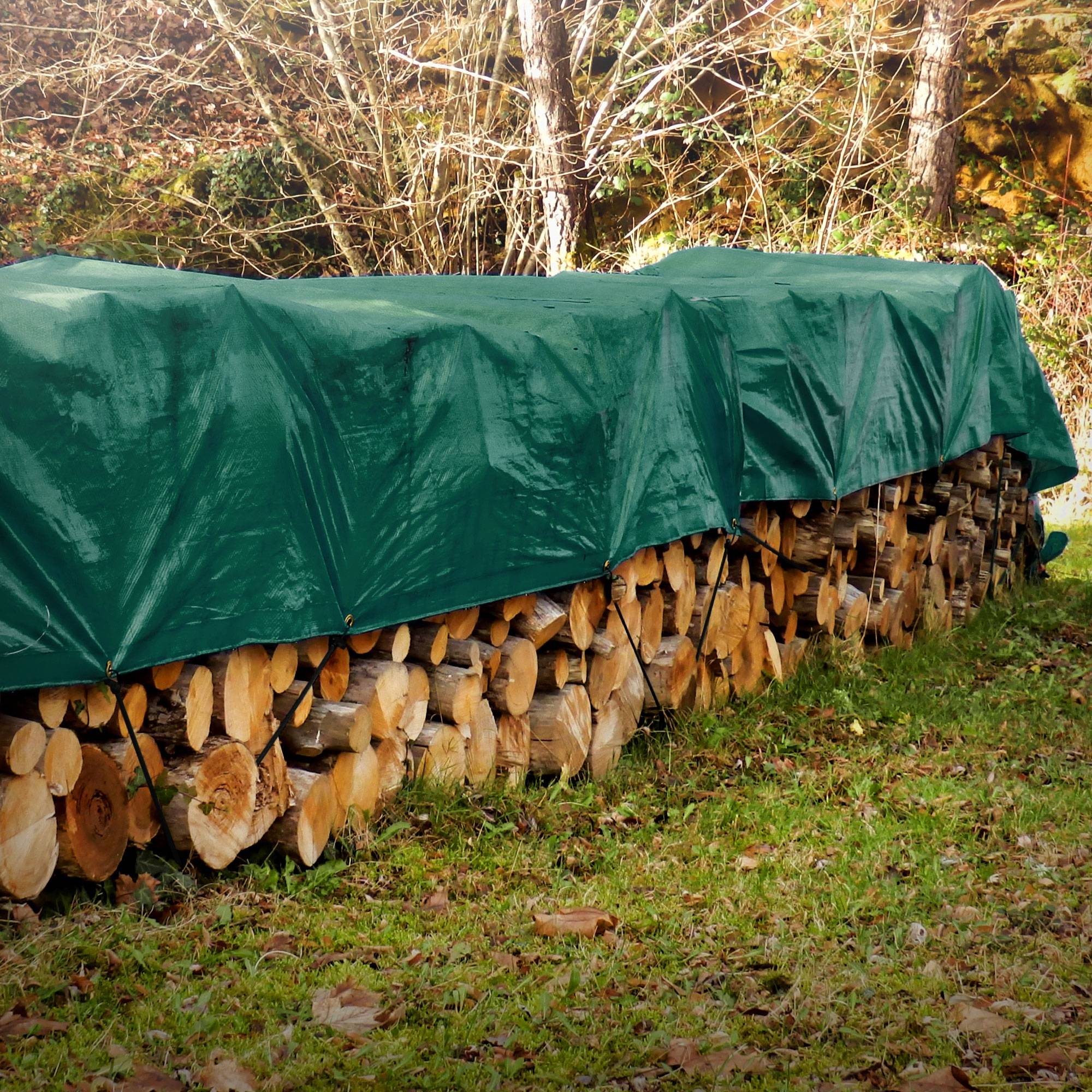 Ecd-Germany - Bâche de Protection Premium avec Œillets + 10 Crochets, 5x9m 45m², 650g/m², Vert, Tissu PVC, Indéchirable, Imperméable - Image 9