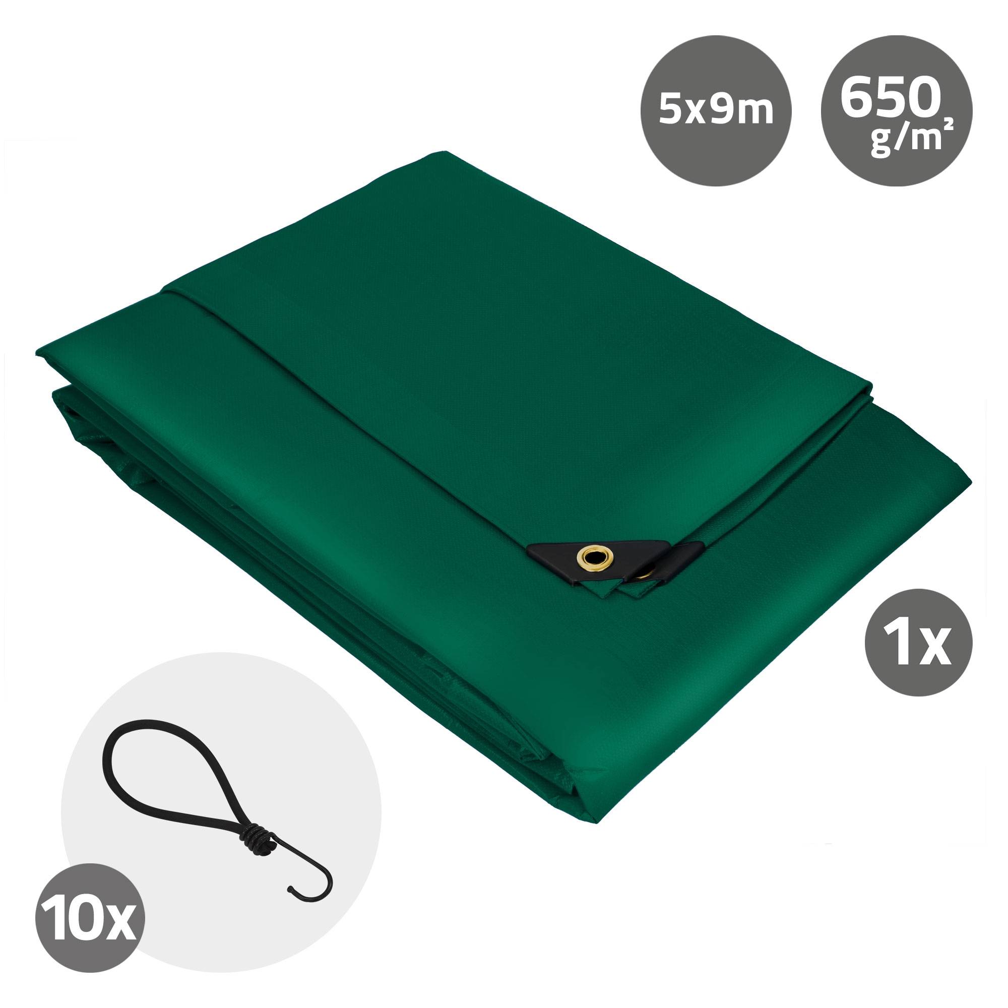 Ecd-Germany - Bâche de Protection Premium avec Œillets + 10 Crochets, 5x9m 45m², 650g/m², Vert, Tissu PVC, Indéchirable, Imperméable - Image 6