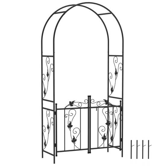 Arche de jardin avec portillon Acier Délimitation espace Support 107x217cm Noir - ComfortXL Outdoor Living - Image 1
