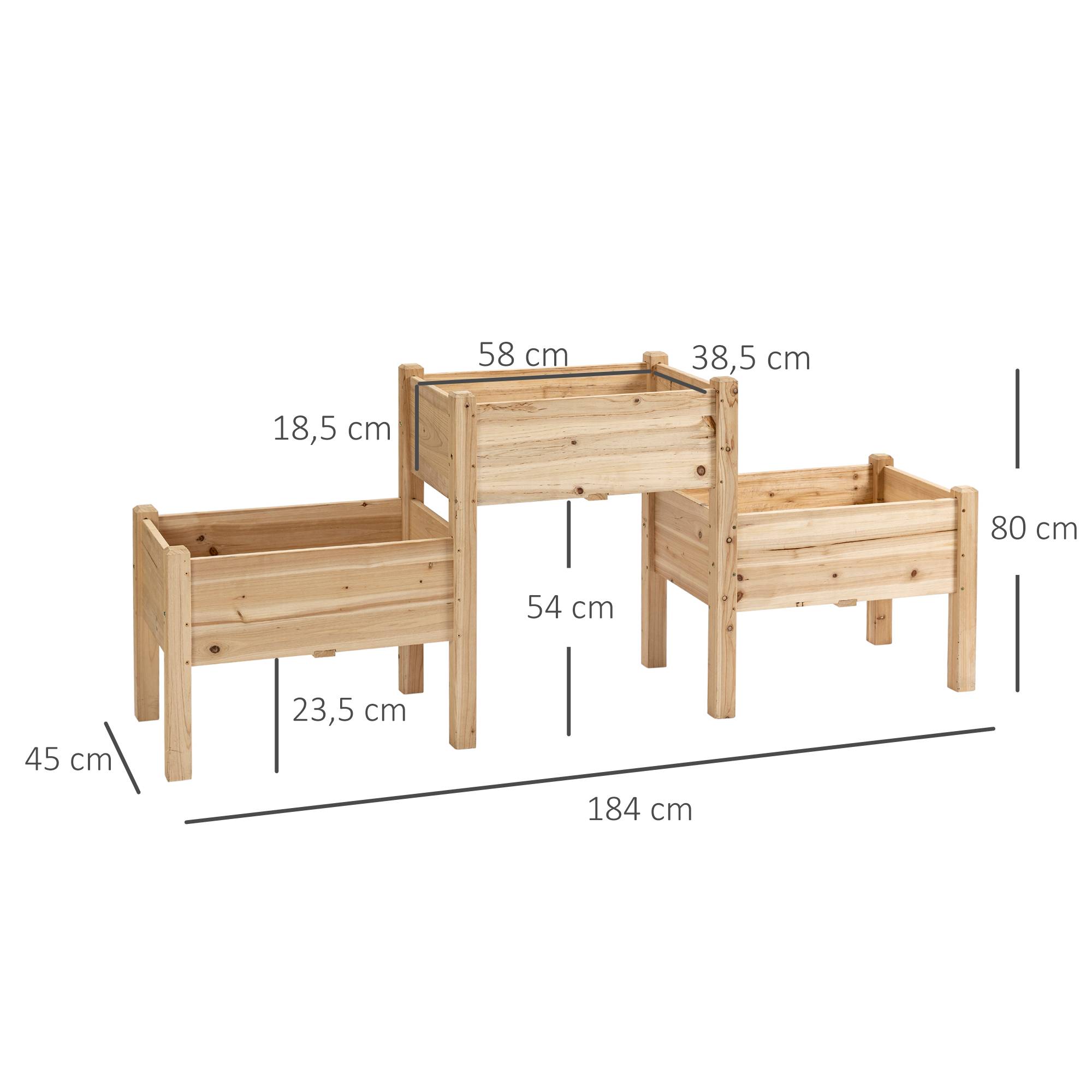 Jardinière sur pieds bois de sapin naturel 184 x 45 x 80 cm - PANGIVO - Image 5