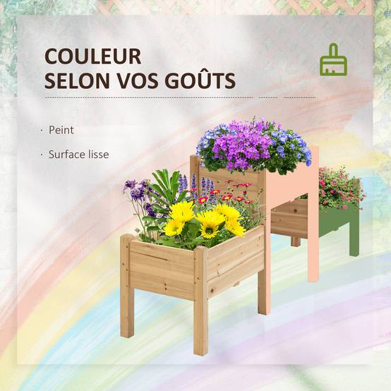 Jardinière sur pieds bois de sapin naturel 184 x 45 x 80 cm - PANGIVO - Image 8