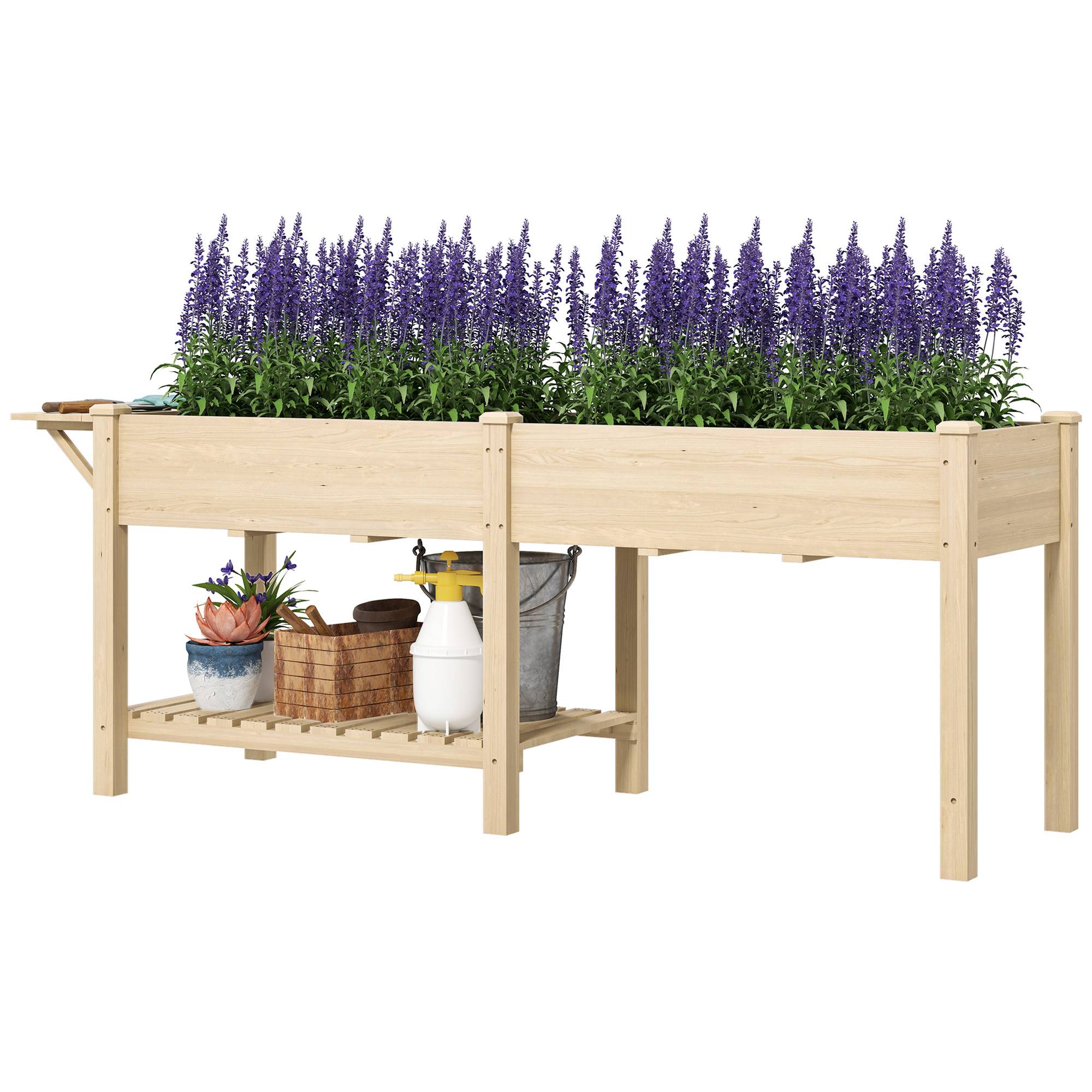 Potager surélevé carré avec 2 bacs plantation bois, jardinière extérieure pratique pour jardin balcon - Image 2